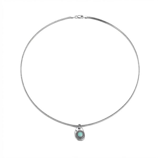 Timeless Protection: Natural Turquoise & Oxidized 925 Silver Unisex Necklace