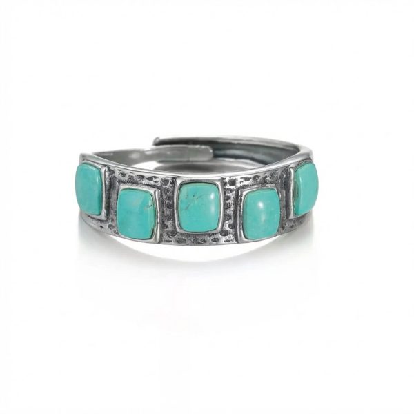 Ancient Wisdom: Natural Turquoise & Oxidized S925 Silver Retro Ring