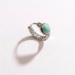 Protective Serenity: Natural Raw Turquoise & 925 Silver Tibetan Hoop Earrings