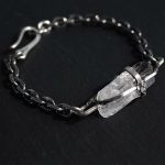 Purifying Glimmer: Raw Clear Quartz & Oxidized 925 Sterling Silver Healing Bracelet