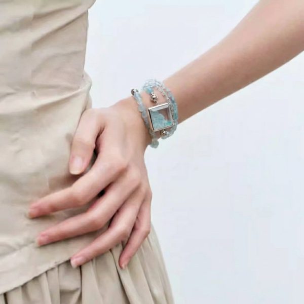 Tranquil Clarity: Natural Aquamarine & Clear Quartz Healing Bracelet