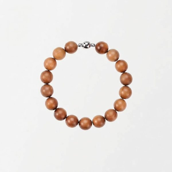Grounding Serenity: Natural Old Mountain Sandalwood & Silver Accent Bracelet