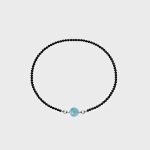 Protective Serenity: Natural Black Agate, Aquamarine & Silver Sheen Obsidian Healing Necklace