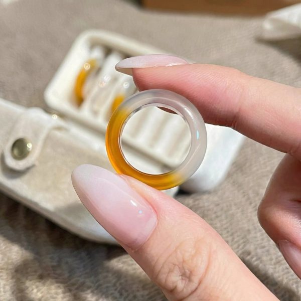 Harmonious Clarity: Natural Ice Agate & Chalcedony Stacking Ring Collection