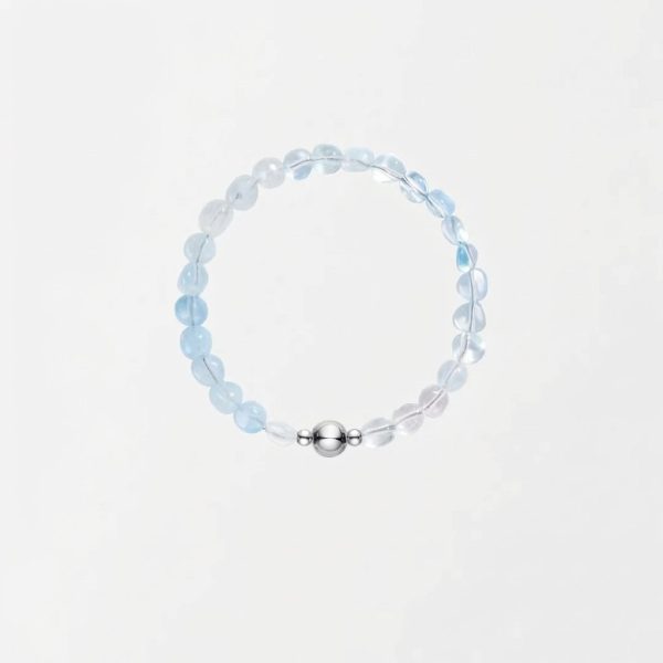 Tranquil Clarity: Natural Aquamarine & Clear Quartz Healing Bracelet