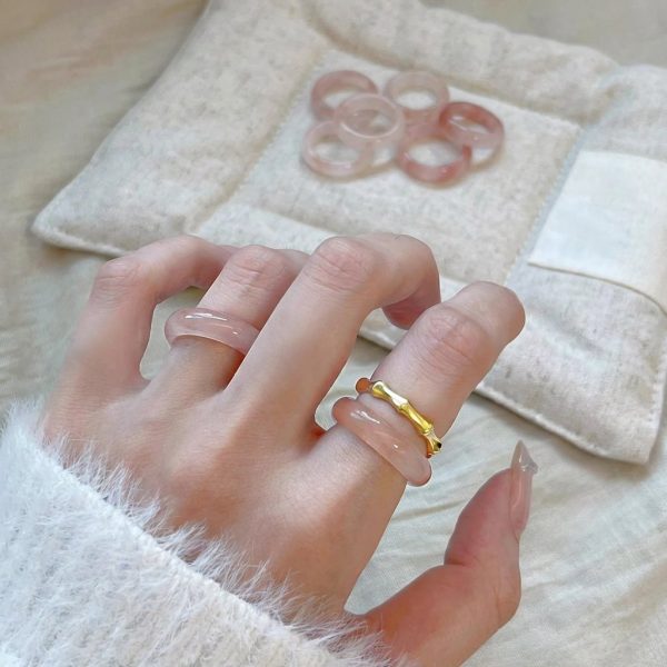 Harmonious Clarity: Natural Ice Agate & Chalcedony Stacking Ring Collection