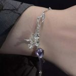 Ethereal Wisdom: Sterling Silver & Amethyst Iris Adjustable Half-Bangle