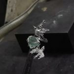Spring Renewal: Natural Green Crystal & 925 Silver Flying Bird Adjustable Ring