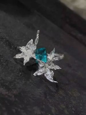 Noble Integrity: Sterling Silver & Imperial Teal Crystal Gladiolus Ring
