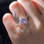 Mystical Tides: Natural Amethyst & S925 Silver Fishtail Adjustable Ring