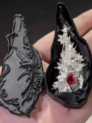 Melodic Passion: Natural Red Garnet & Sterling Silver Violin Pendant Necklace