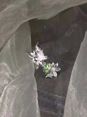 Ethereal Purity: Sterling Silver & Green Zircon "Clear Water Jasmine" Adjustable Ring