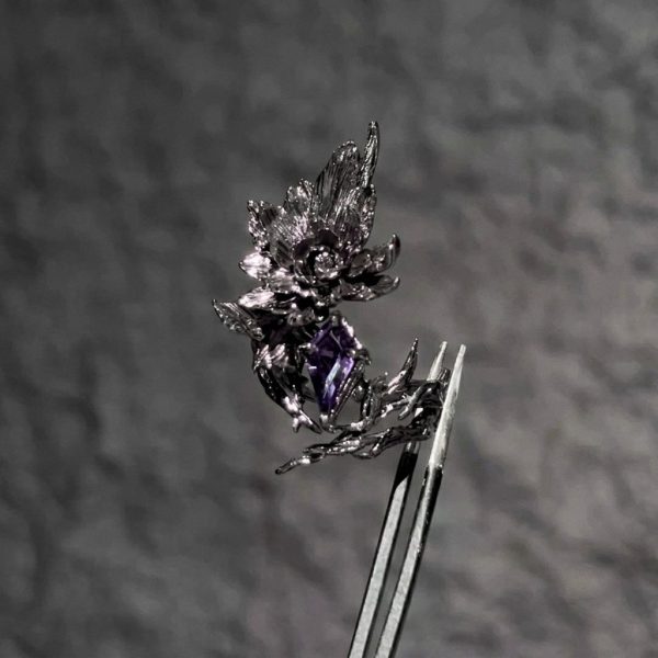 Commanding Ambition: ENTJ Peony Silver & Zirconia Statement Ring