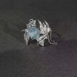 Celestial Fluidity: Raw Aquamarine & Sterling Silver Pisces Concept Ring