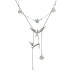 Ethereal Clarity: Green Fluorite & 925 Sterling Silver Adjustable Layered Necklace