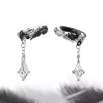 Ethereal Duality: White Dove & Raven's Tear Feather Ear Cuffs