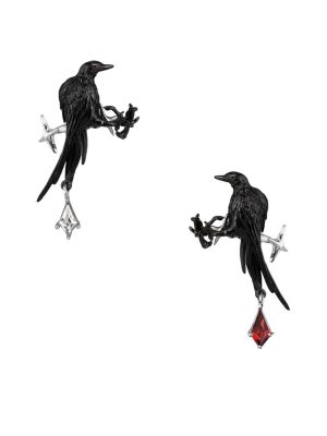 Mystic Wisdom: Raven Series Gothic Obsidian & Garnet Ear Cuffs