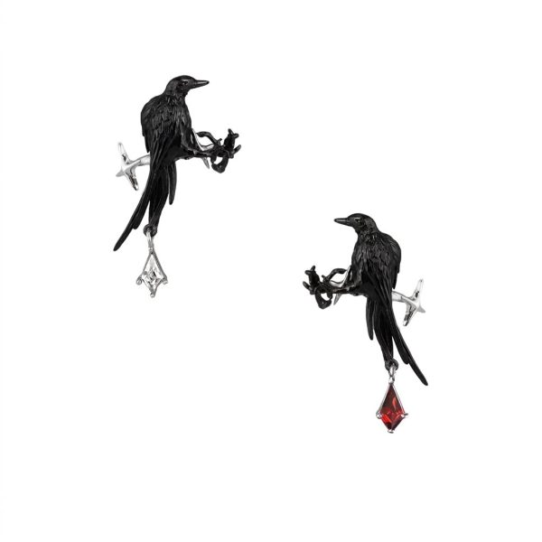 Mystic Wisdom: Raven Series Gothic Obsidian & Garnet Ear Cuffs