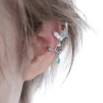 Ethereal Fluidity: Sterling Silver & Aquamarine Zircon Fishtail Ear Cuff