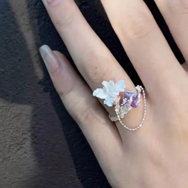 Spiritual Freedom: Natural Amethyst & Sterling Silver Iris Ring