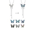Ethereal Metamorphosis: Interchangeable Butterfly Cage S925 Silver Lariat Necklace