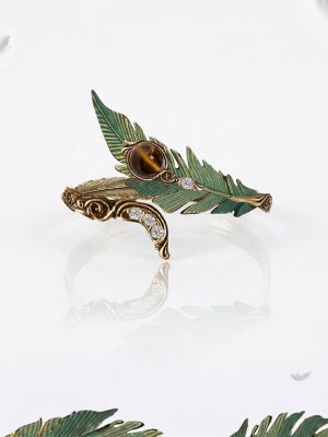 Empowered Grace: Vintage Peacock Feather & Tiger's Eye Statement Ring