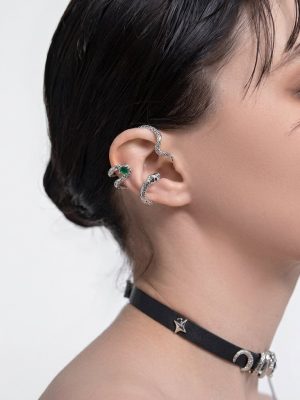 Transformative Wisdom: Sterling Silver & Zircon Serpent Ear Cuff