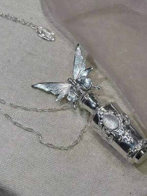 Ethereal Sanctuary: Natural Moonstone & 925 Sterling Silver 'Sphenoid Bottle' Necklace