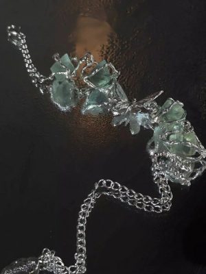 Ethereal Serenity: Sterling Silver & Green Crystal Butterfly Bracelet