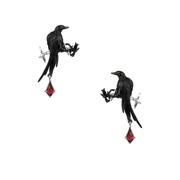 Mystic Wisdom: Raven Series Gothic Obsidian & Garnet Ear Cuffs