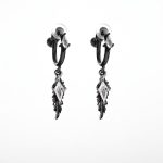 Mystic Protection: Gothic Feather & Garnet-Red Zirconia Huggie Earrings