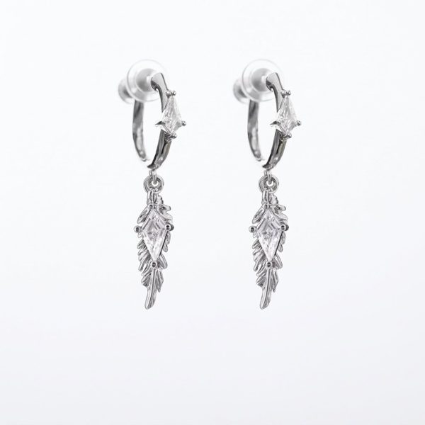 Mystic Protection: Gothic Feather & Garnet-Red Zirconia Huggie Earrings