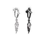 Mystic Protection: Gothic Feather & Garnet-Red Zirconia Huggie Earrings