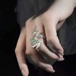 Spring Renewal: Natural Green Crystal & 925 Silver Flying Bird Adjustable Ring