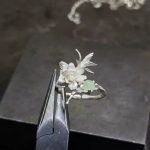 Soulful Bloom: Matte S950 Silver & Peridot Gardenia Healing Ring