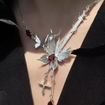 Passionate Rhythm: Natural Red Garnet & Silver Butterfly Bass Necklace