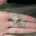 Ethereal Purity: Sterling Silver & Green Zircon "Clear Water Jasmine" Adjustable Ring