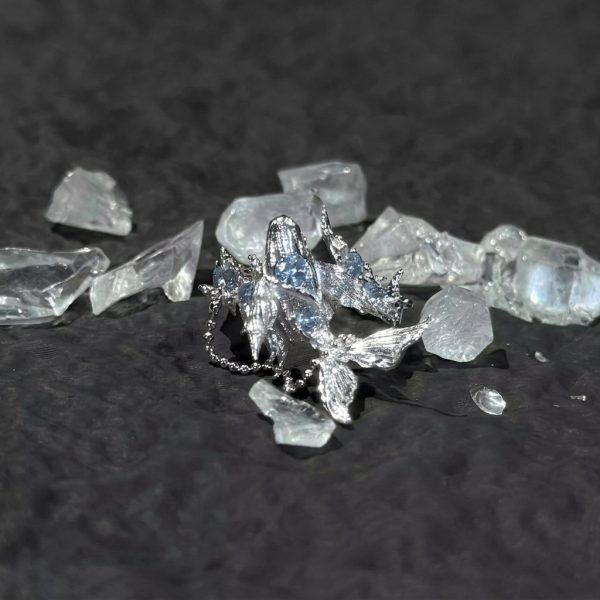 Deep Soul: Whale Fall Sterling Silver & Aquamarine Open Ring