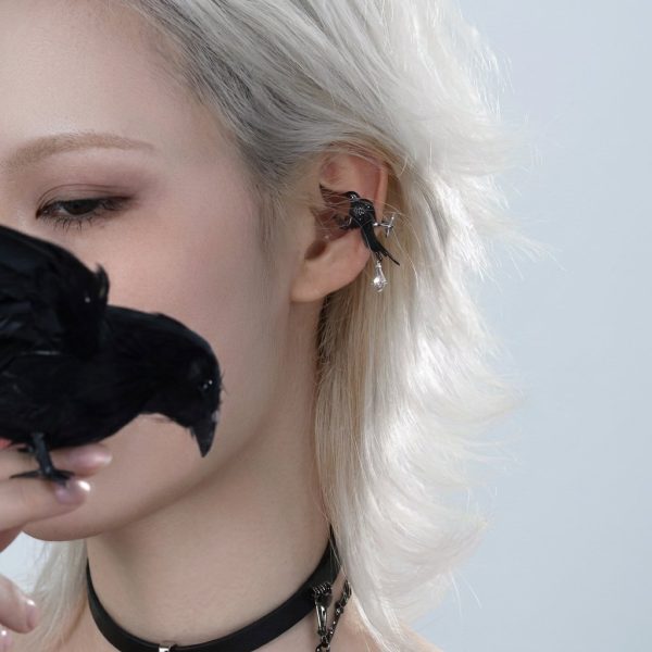 Mystic Wisdom: Raven Series Gothic Obsidian & Garnet Ear Cuffs