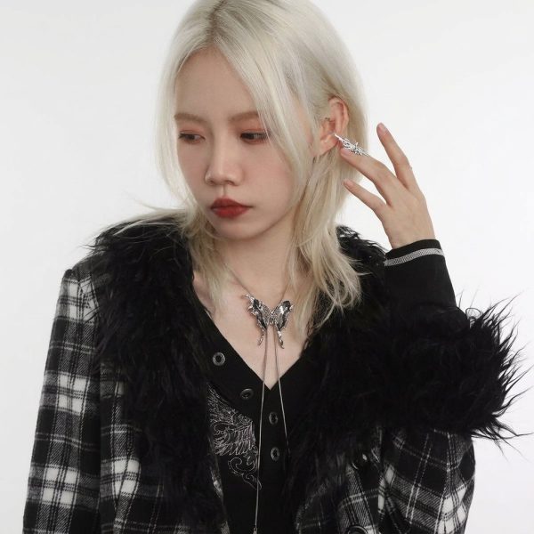 Ethereal Metamorphosis: Interchangeable Butterfly Cage S925 Silver Lariat Necklace