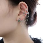 Mystic Transformation: Sterling Silver & Zirconia Serpent Rose Ear Cuff Studs