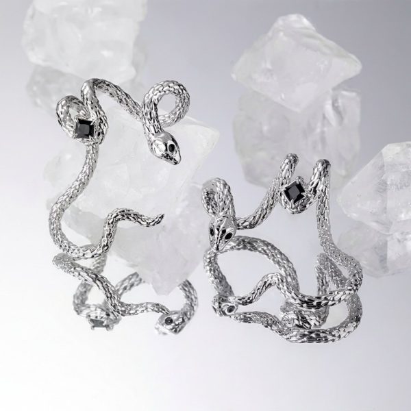 Transformative Wisdom: Sterling Silver & Zircon Serpent Ear Cuff