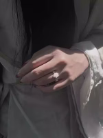 Ethereal Resilience: Natural Hetian Jade & Sterling Silver Adjustable Ring