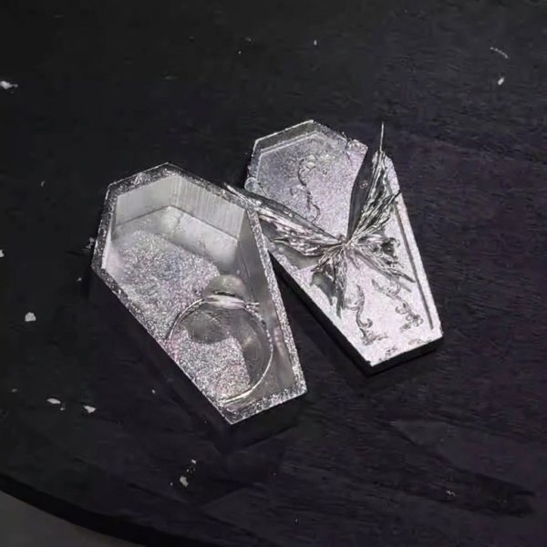 Eternal Metamorphosis: Silver-Plated Butterfly Coffin Jewelry Vessel