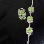 Lucky Radiance: Sterling Silver & Green Crystal Four-Leaf Clover Adjustable Bracelet