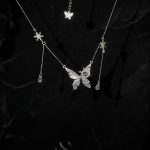 Ethereal Transformation: Winter Butterfly Sterling Silver & Zirconia Necklace