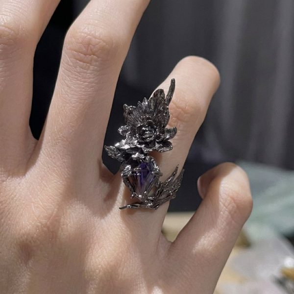 Commanding Ambition: ENTJ Peony Silver & Zirconia Statement Ring