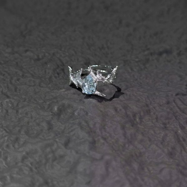 Deep Soul: Whale Fall Sterling Silver & Aquamarine Open Ring