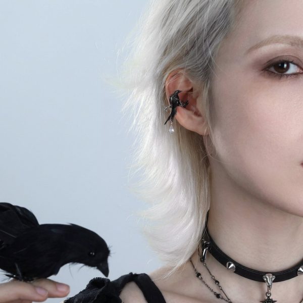 Mystic Wisdom: Raven Series Gothic Obsidian & Garnet Ear Cuffs