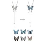 Ethereal Metamorphosis: Interchangeable Butterfly Cage S925 Silver Lariat Necklace